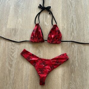 Shiny Red Thong Bikini S/M